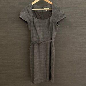 Banana Republic Gray Plaid Midi Dress